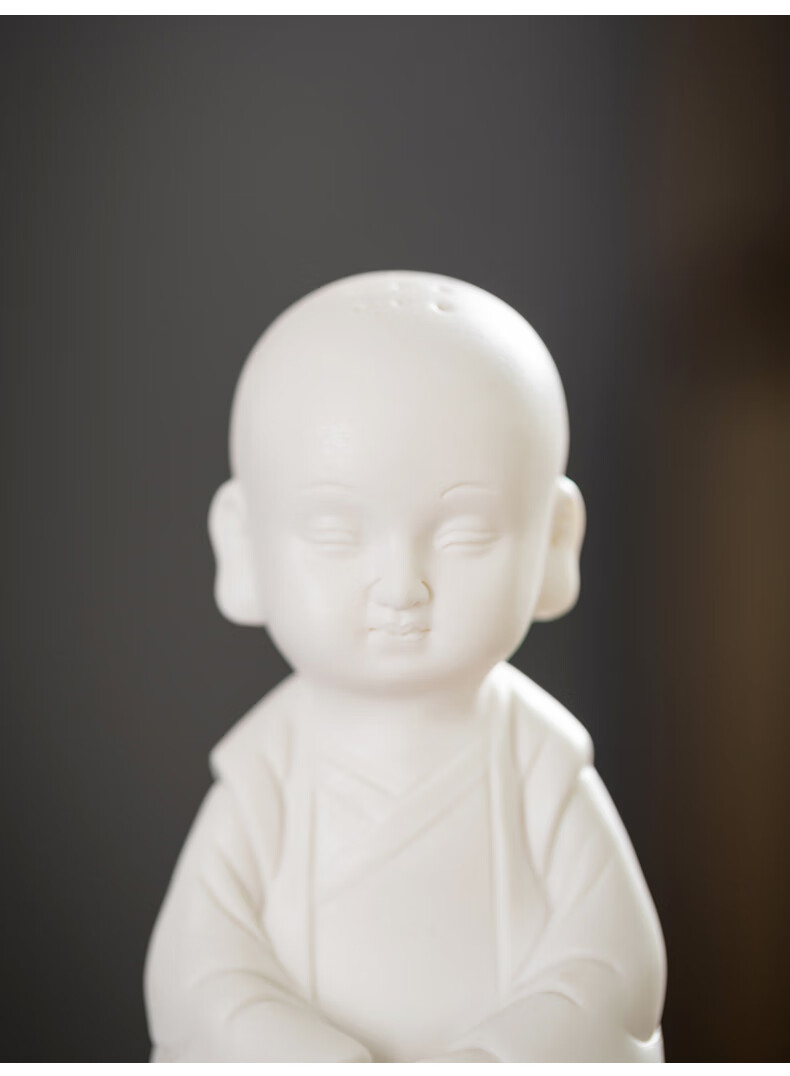 元兮精品德化白瓷茶宠摆件和尚茶盘摆件茶宠可养禅意小和尚羊脂玉陶瓷