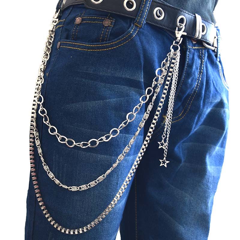 新品裤链男裤链男女潮腰链朋克非主流金属星星装饰品牛仔裤子配饰链子