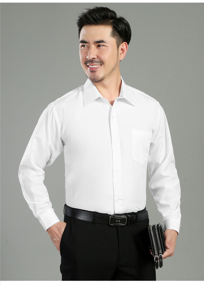 衬衫男长袖宽松商务正装韩版职业上班男士表演伴郎白色西装衬衣舒适