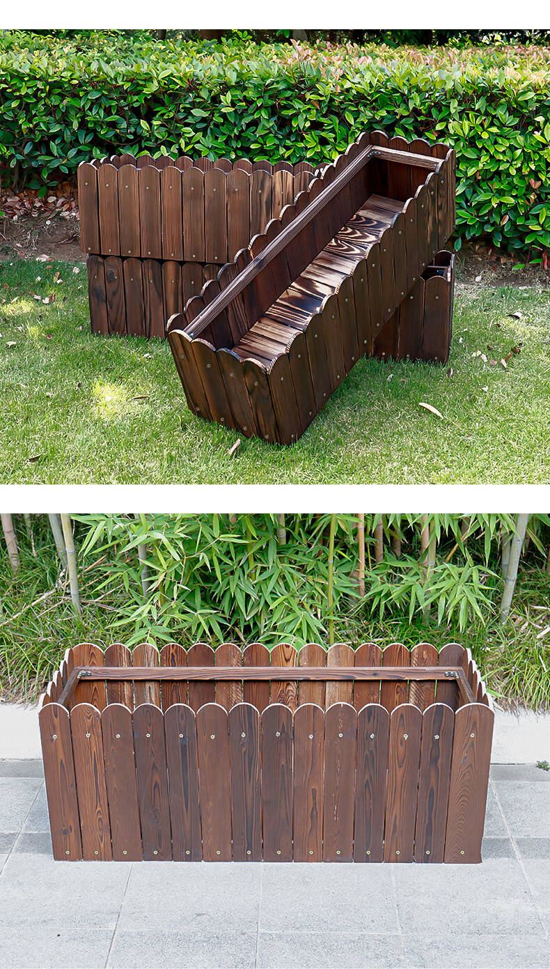 露台花槽阳台防腐木花箱户外庭院碳化实木质种菜花槽特大长方形种植箱