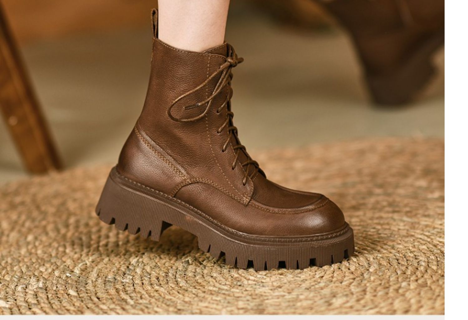 马丁靴女春秋单靴切尔西短靴新款年中筒骑士靴厚底工装皮靴子黑色38