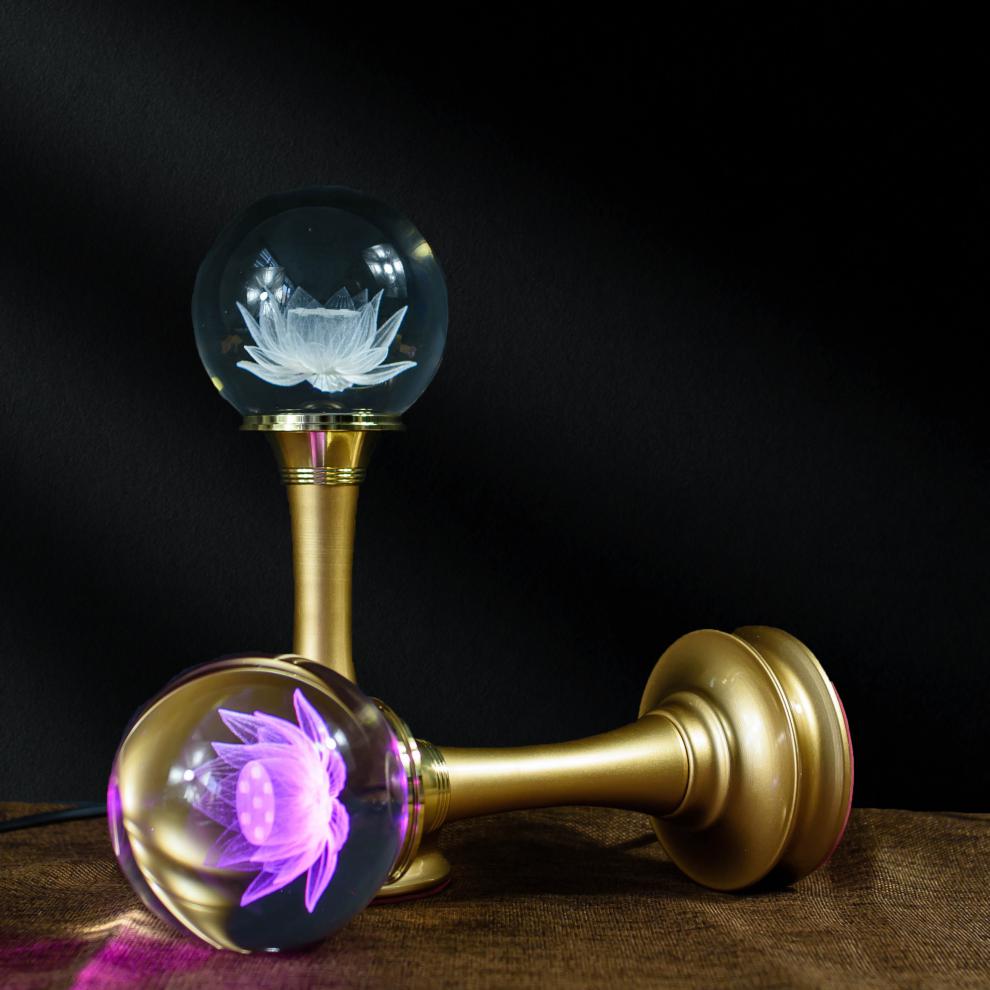 神台灯供佛灯水晶球led莲花灯七彩佛灯佛前供灯插电