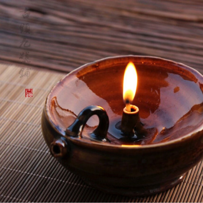 油灯盏原创全手工陶瓷省油灯夹层注水 复古老式酥油灯盏宋代 禅意茶道