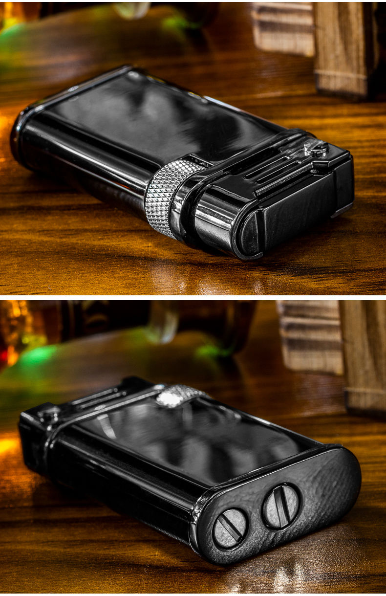 chief煤油打火机 创意侧滑砂轮怀旧老式复古个性刻字防风火机男 黑冰