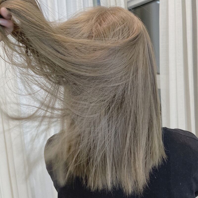 米灰亚麻染发剂膏女2021流行蓝黑茶色显白植物自己在家染发亚麻青1盒