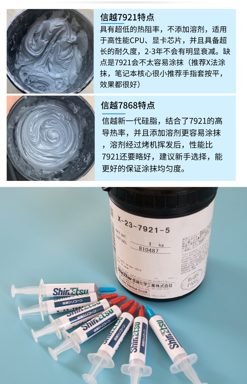 信越7921信越79217868导热硅脂电脑cpu硅胶导热散热胶笔记本硅脂膏