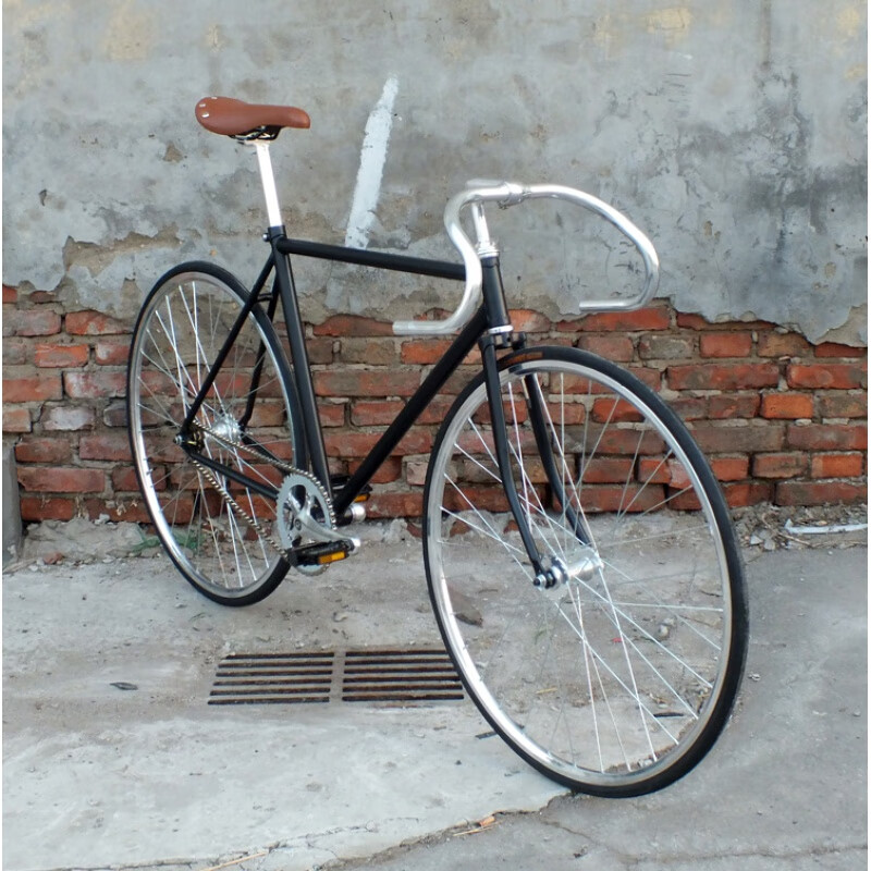 复古死飞自行车男女款倒骑刹学生变速单速车英伦 手刹同温层蓝电镀叉