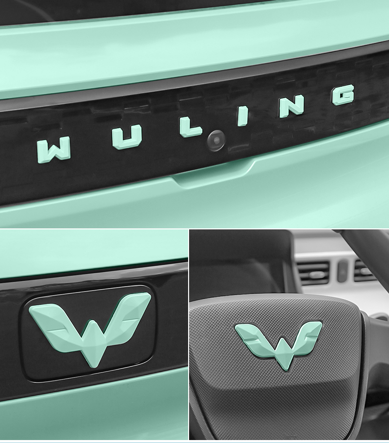 点缤 适用于五菱宏光miniev马卡龙方向盘车标前后车标改色贴五菱迷你