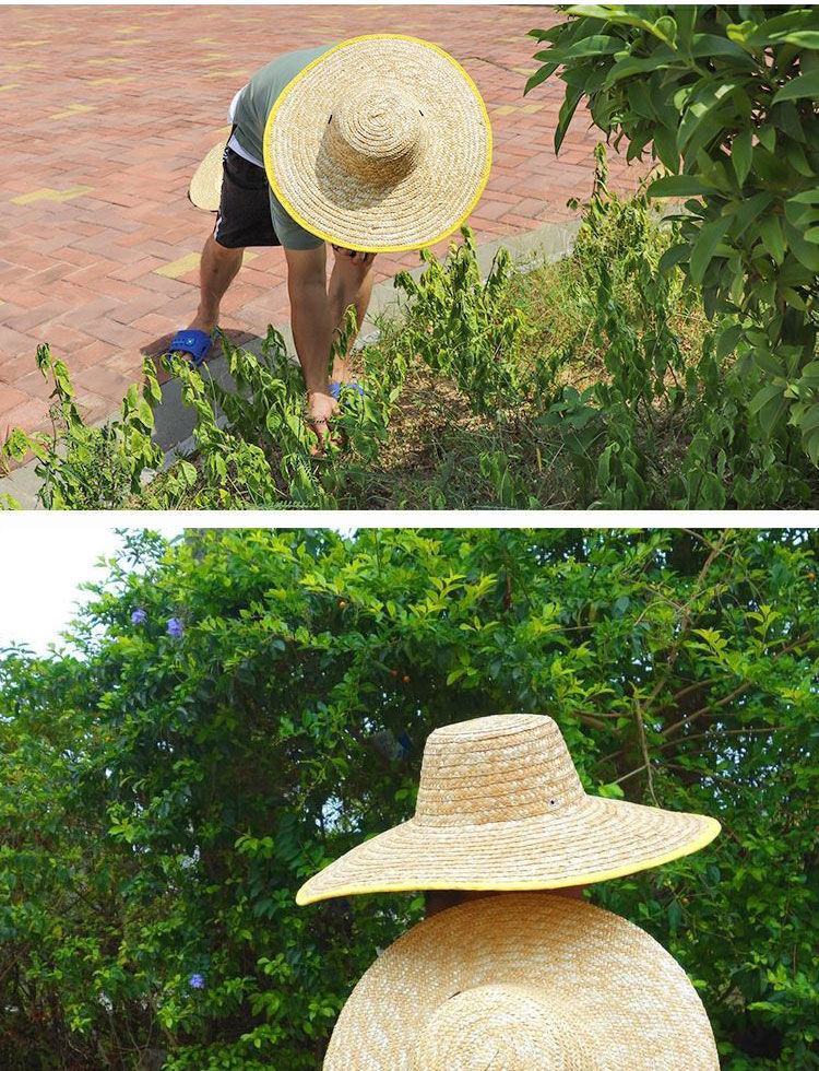 草帽农民大草帽农民沙滩户外遮阳夏防晒工地大檐大沿通用草帽子农用帽