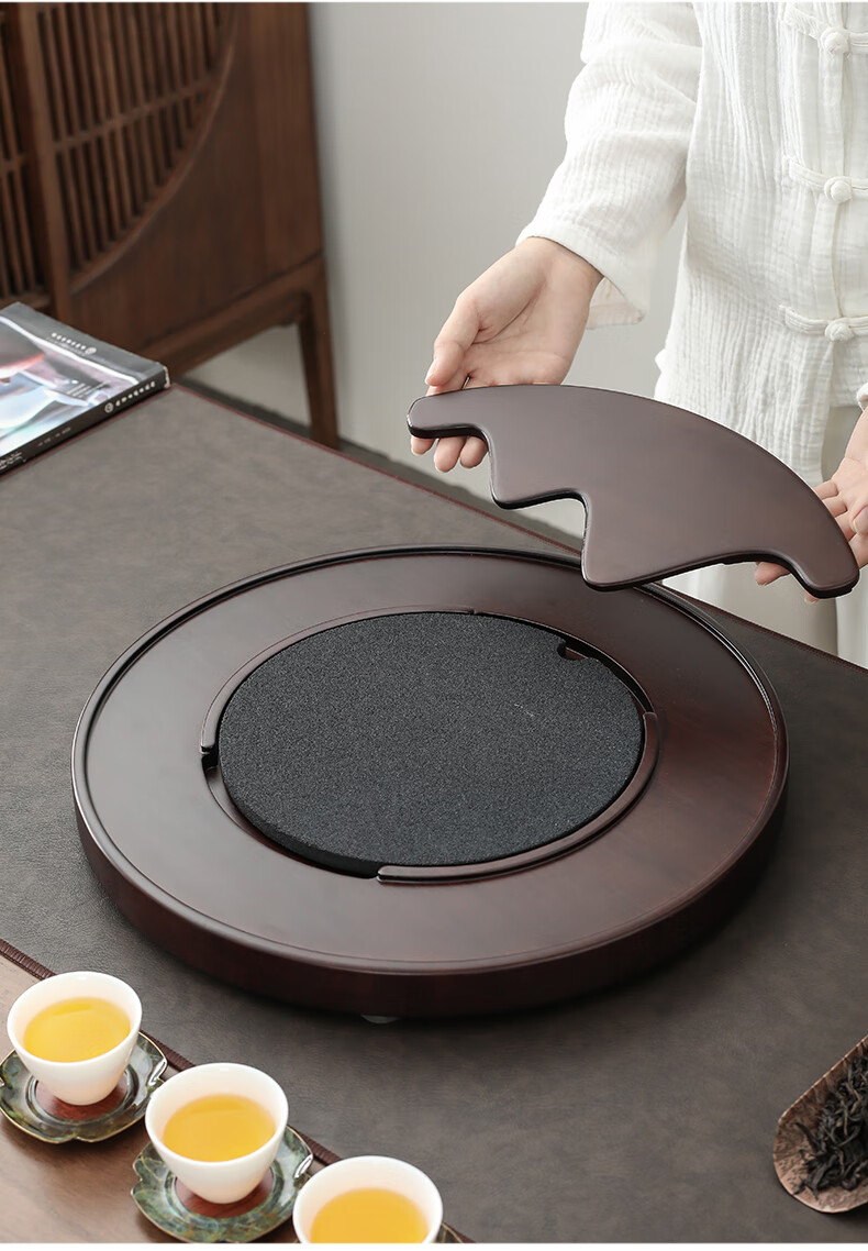 2021新品茶道茶台漏水板 闽政日式氧化铝矿石茶盘家用储水排水茶托盘