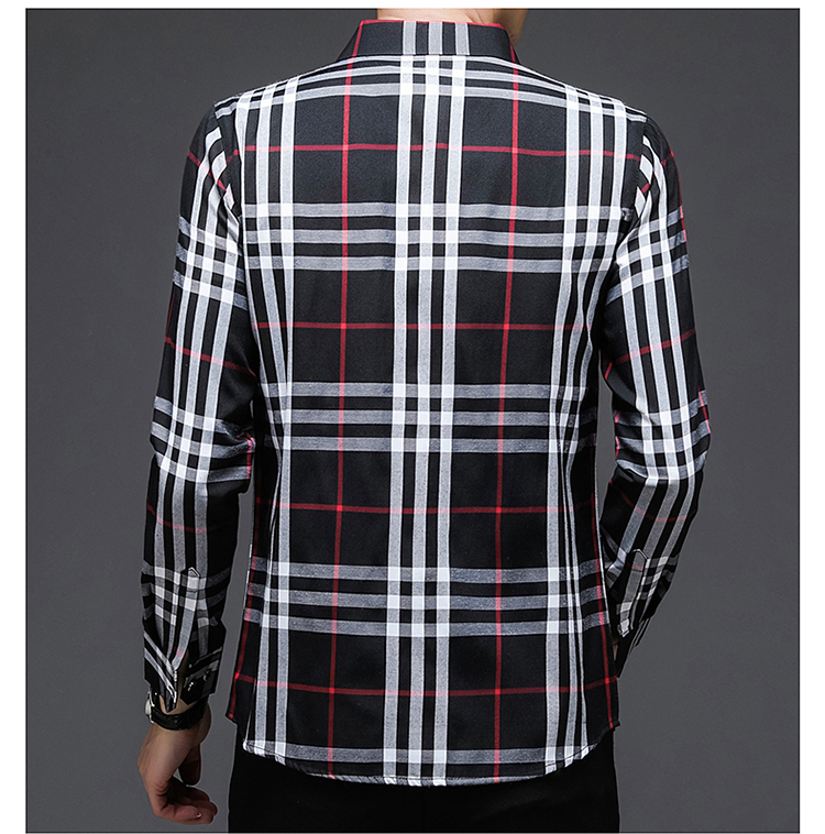 皇家保罗旗舰官方店保罗衫中青年衬衫男长袖丝光棉格子春秋款男士商务