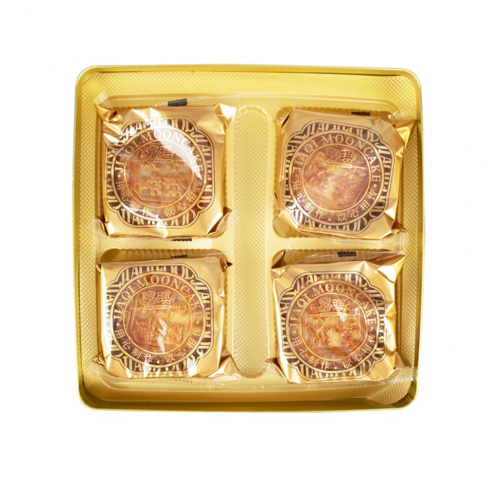 嘉琪月饼金装双黄蛋黄莲蓉月饼铁盒720g中秋节送礼福利月饼金装双黄
