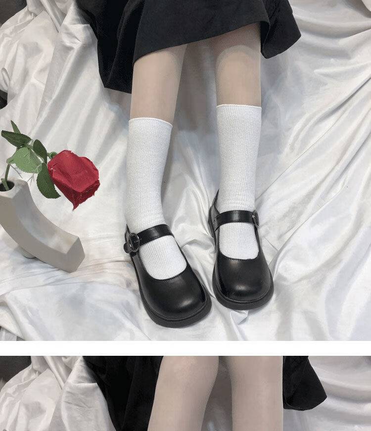 女生袜子纯白长筒袜子女透气日系可爱学生中筒小白袜夏季薄款夏天白色