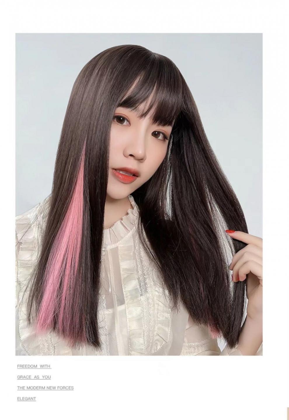 世雅假发片接发片彩色发片直发片挂耳染假发接发一片发高温丝假发白茶