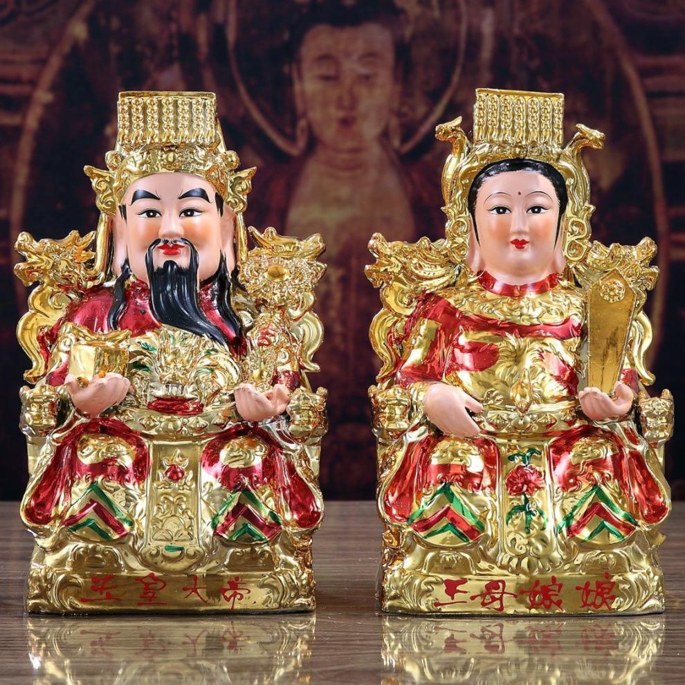 陶瓷玉皇大母娘娘神像摆件玉帝玉母老天爷佛像摆件 红衣王母娘娘 12寸