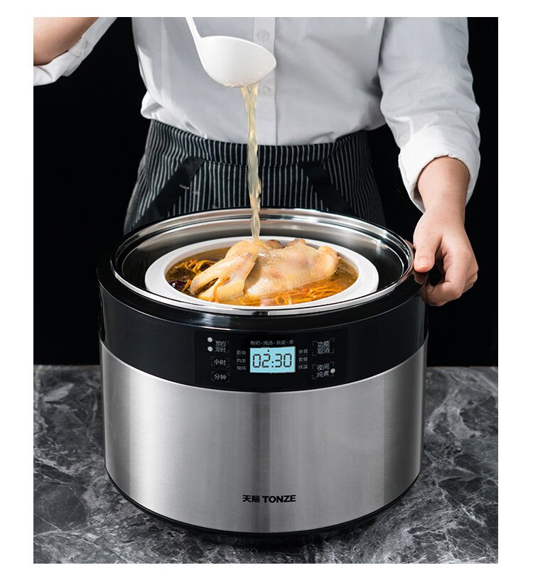 天际tonze大容量隔水炖电炖锅不锈钢大号电炖盅家用3人一锅5胆4升6用