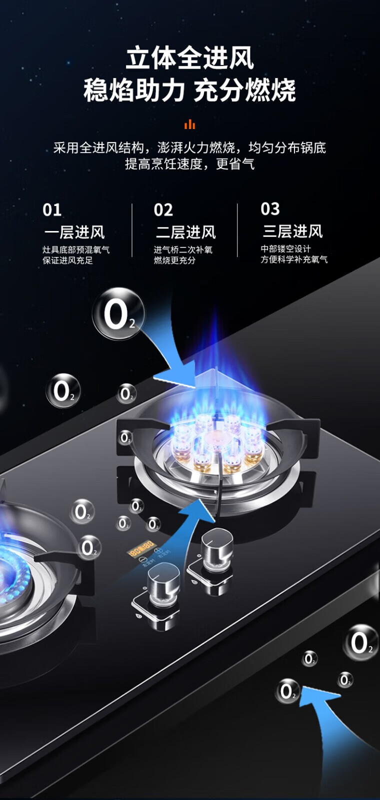 ida)燃气灶双灶家用天然气猛火灶台式嵌入式液化气煤气灶 九腔鸳鸯灶