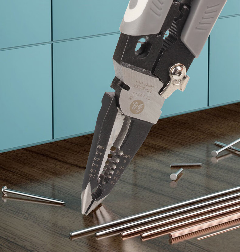 日本福冈工具尖嘴钳多功能工业级剥线钳电缆钳电工用剪切钳子 fo-9026