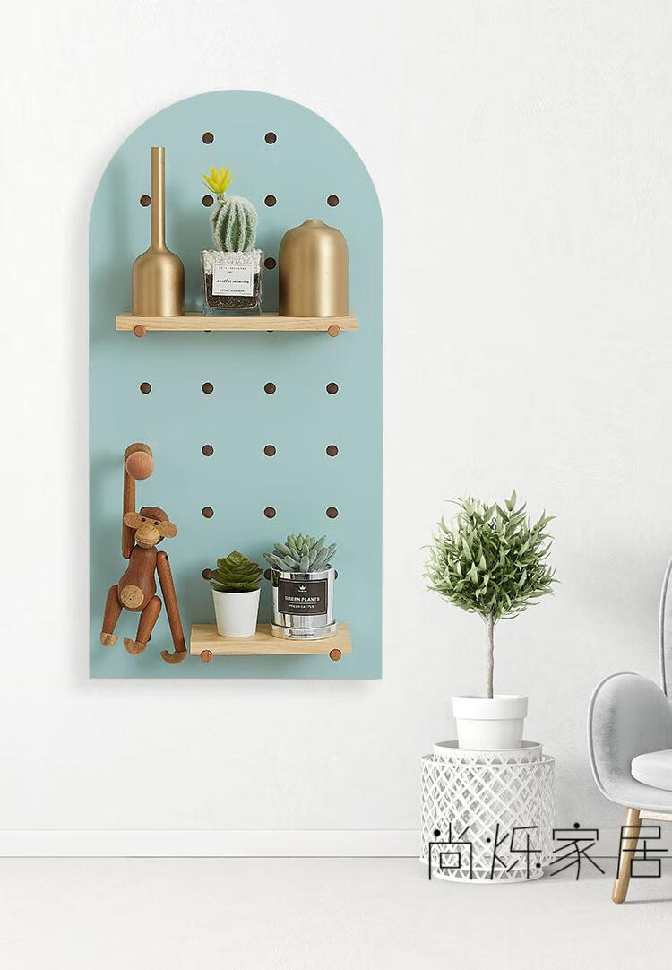 阿麦思 彩色扇形洞洞板背景墙 墙上置物架壁挂样板间艺术装饰板 黄色