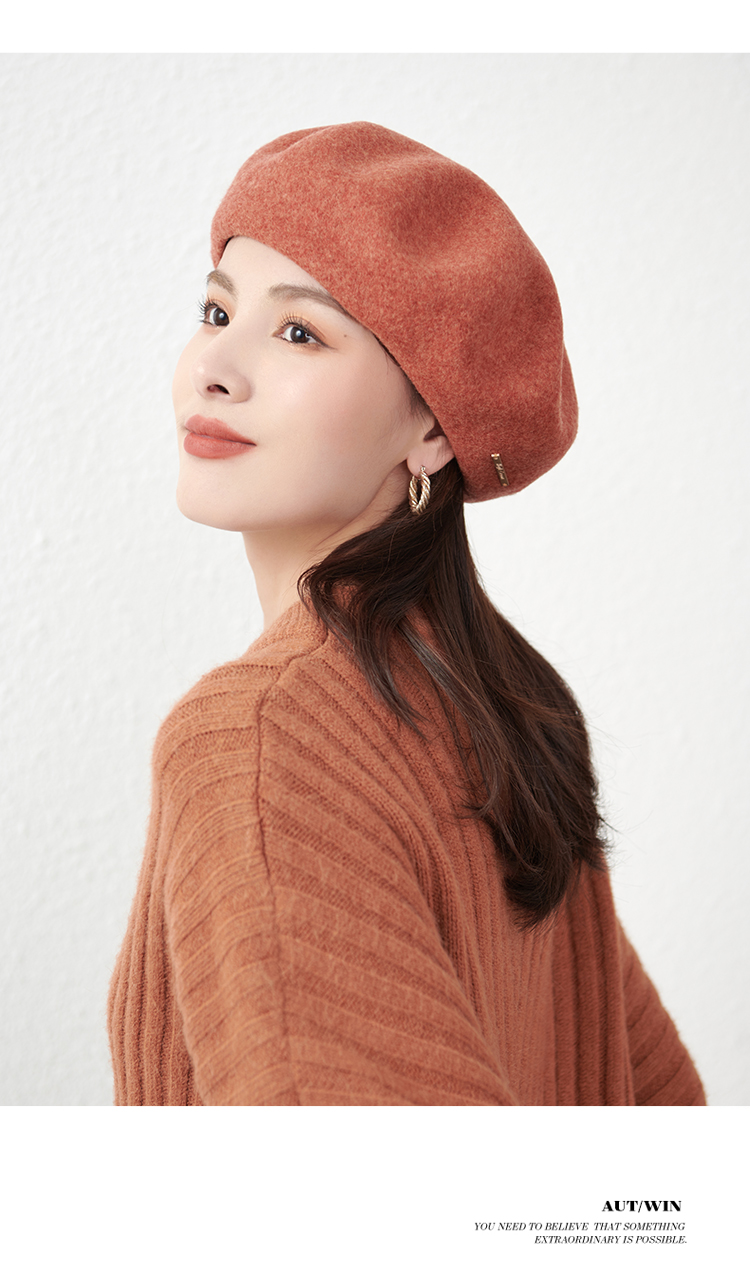 新款复古大直径贝雷帽女秋冬百搭呢帽画家帽子韩版蓓蕾帽软帽 blm-819