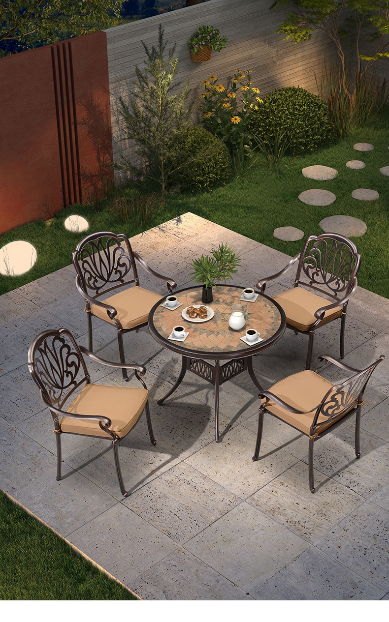 紫叶室外庭院桌椅防雨防晒铸铝桌椅组合休闲别墅花园阳台桌椅露台铁艺