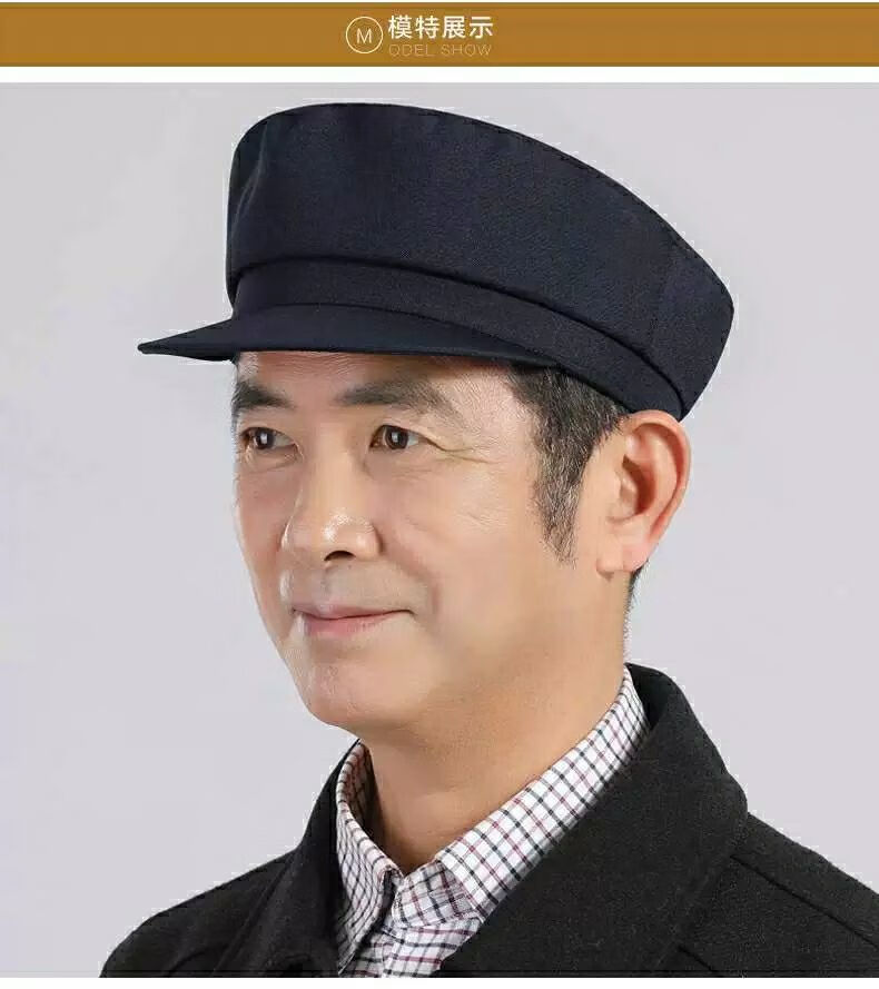 老人夏季单帽帽子春秋夏季老人爷爷前进帽平顶老头帽中老年男鸭舌帽布