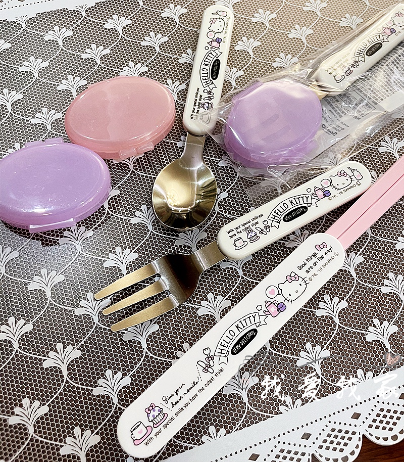 hello·kitty餐具 可爱儿童学生卡携不锈钢叉子勺子带盒筷子餐具