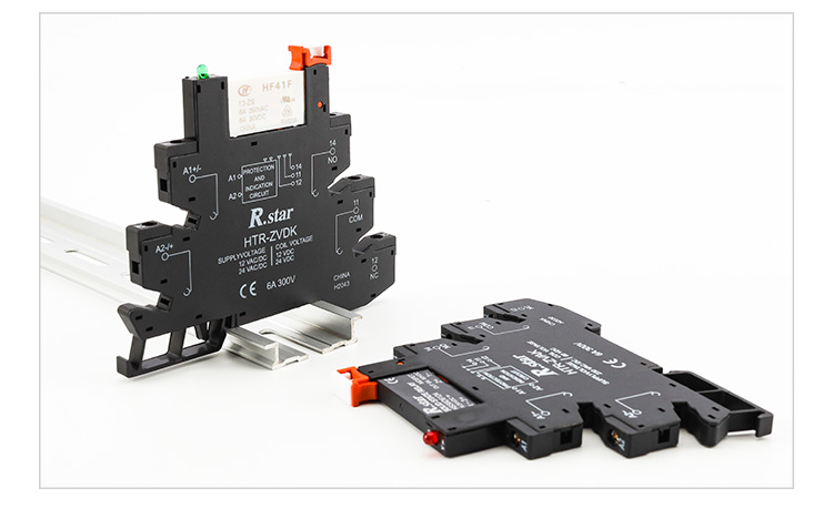 定制中间继电器24v薄型继电器模组模块12v固态导轨式hf41f 电磁继电器