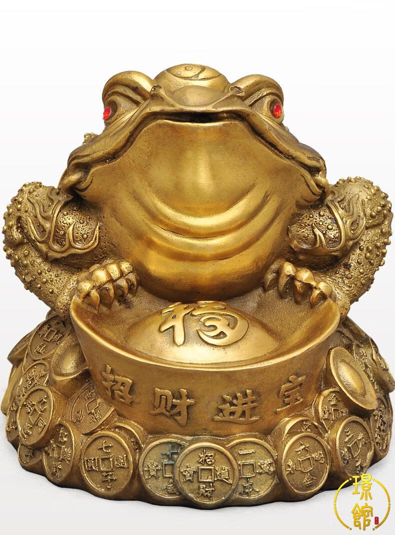 装饰品现代开业礼品客厅公司店铺黄铜金蟾三足蟾蜍风水工艺品4元宝蟾