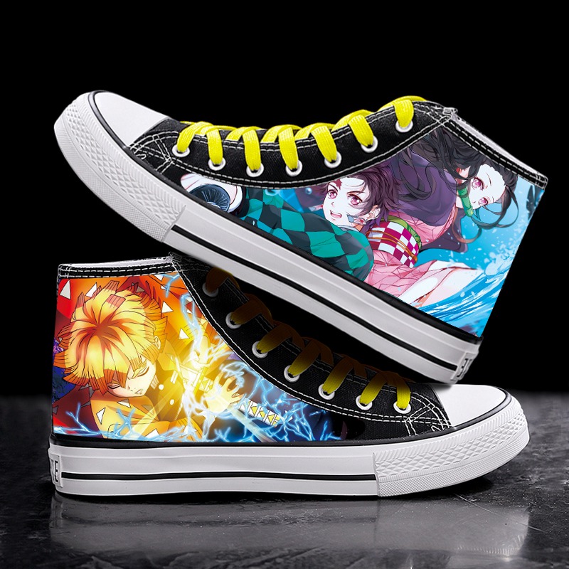 鬼灭之刃鞋子男女日本动漫高帮帆布鞋二次元板鞋 鬼灭1 35