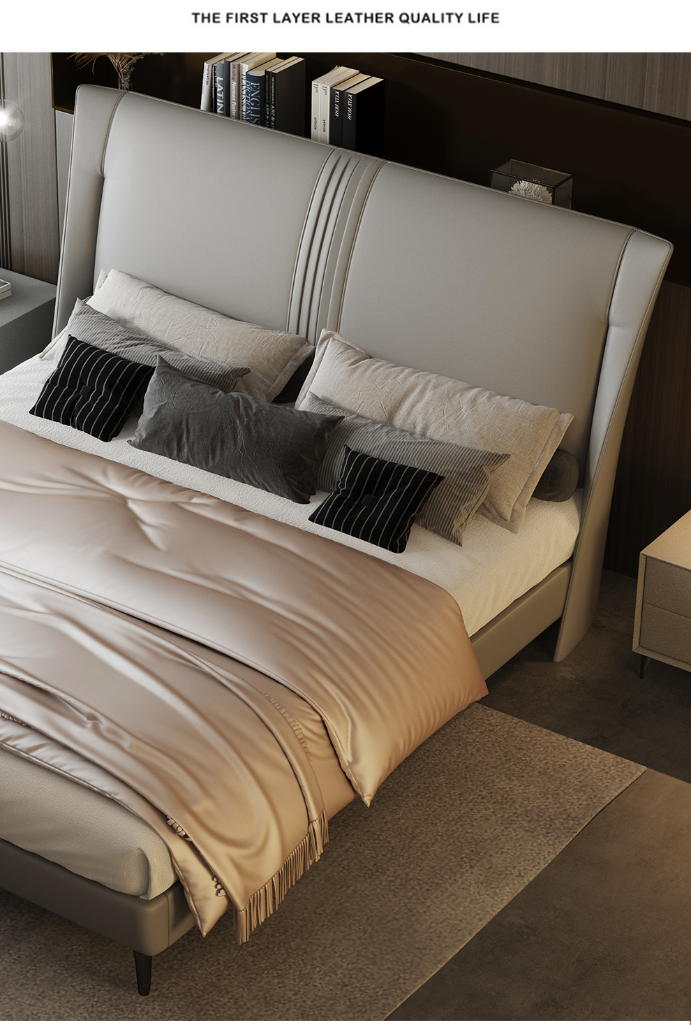 咨询立领千元廷卢美家床现代简约轻奢ins风真皮双人床意式极简小户型