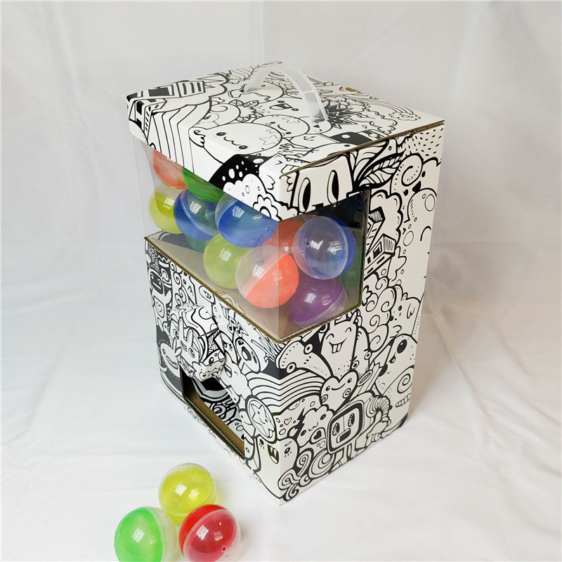 纸箱纸板diy派对小扭蛋机幼儿园义卖手工小朋友奖品扭扭蛋小怪兽侧透