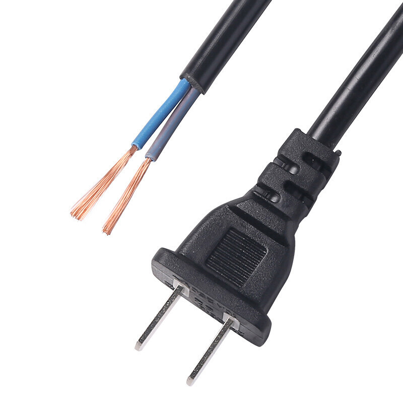 2插国标电源线插头2芯0751015平方两项带线插头两孔二脚裸线2x03平方