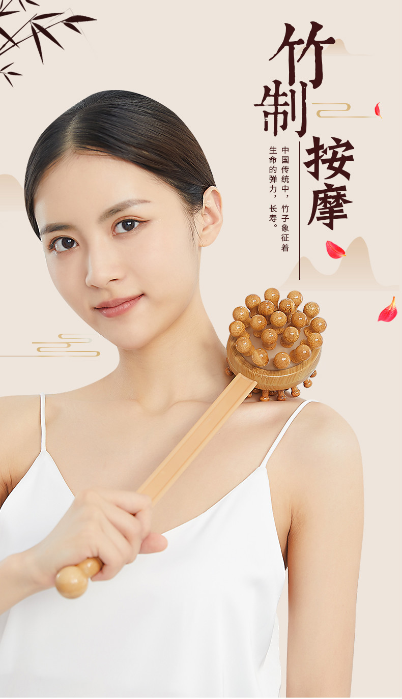 颈椎经络拍锤肩手持式木质按摩锤敲打捶后背神器升级方柄竹制按摩锤