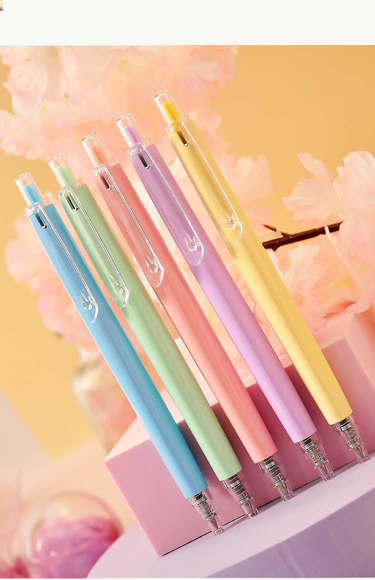 晨光马卡龙优品按动中性笔三倍高密度学生考试碳素头水笔黑色05签字笔