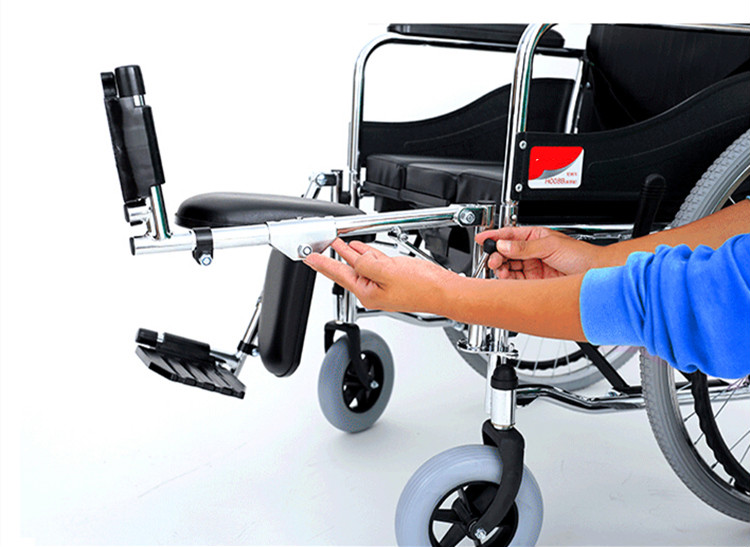 品牌优选轮椅h008b全躺带坐便餐桌板可折叠轻便轮椅家用h008b充气胎