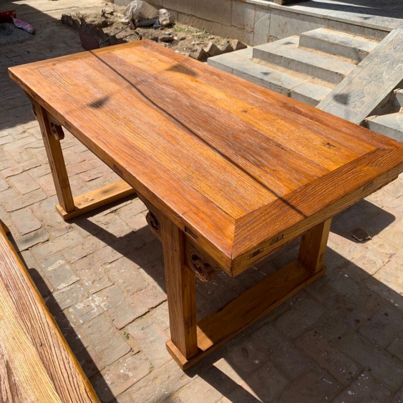 老榆木门板茶桌复古书桌餐桌实木花艺桌吧台民宿家用茶楼定制 复古