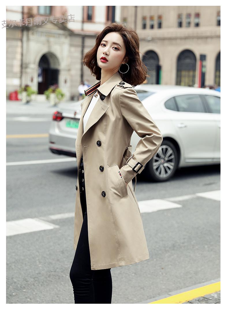 品牌女装卡其色风衣女中长款小个子2021年秋装新款英伦风大气流行外套