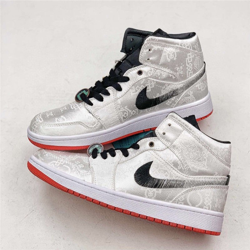 aj莆田纯原高版本高帮白丝绸篮球鞋陈冠希联名乔一男女情侣鞋高颜值