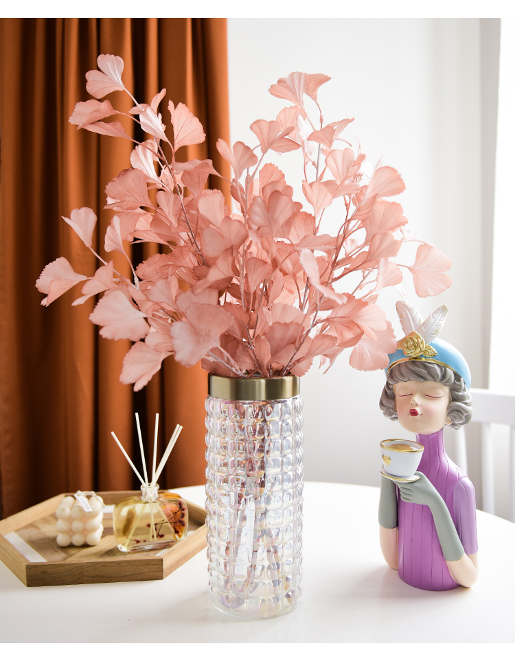 假花仿真花摆设客厅餐桌花摆花桌面装饰花束摆件插花花艺黄色金钱叶单