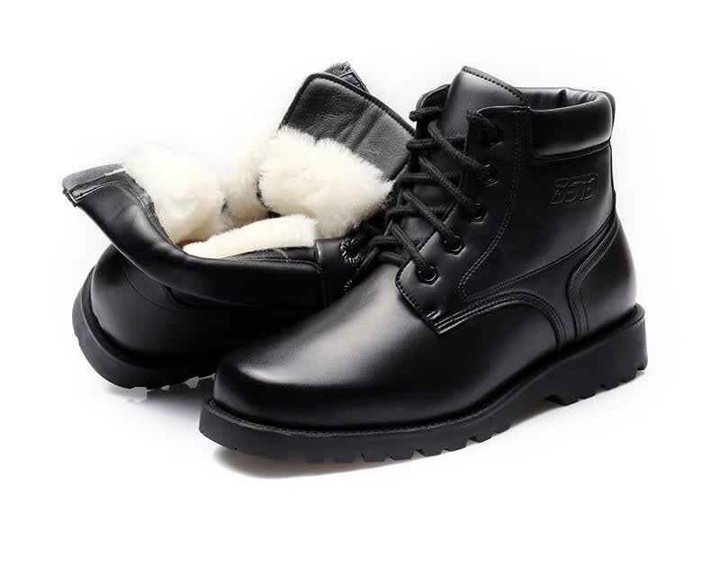 3515羊毛皮鞋男冬季棉皮鞋皮毛一体棉鞋加绒保暖真皮军勾战靴品质定制