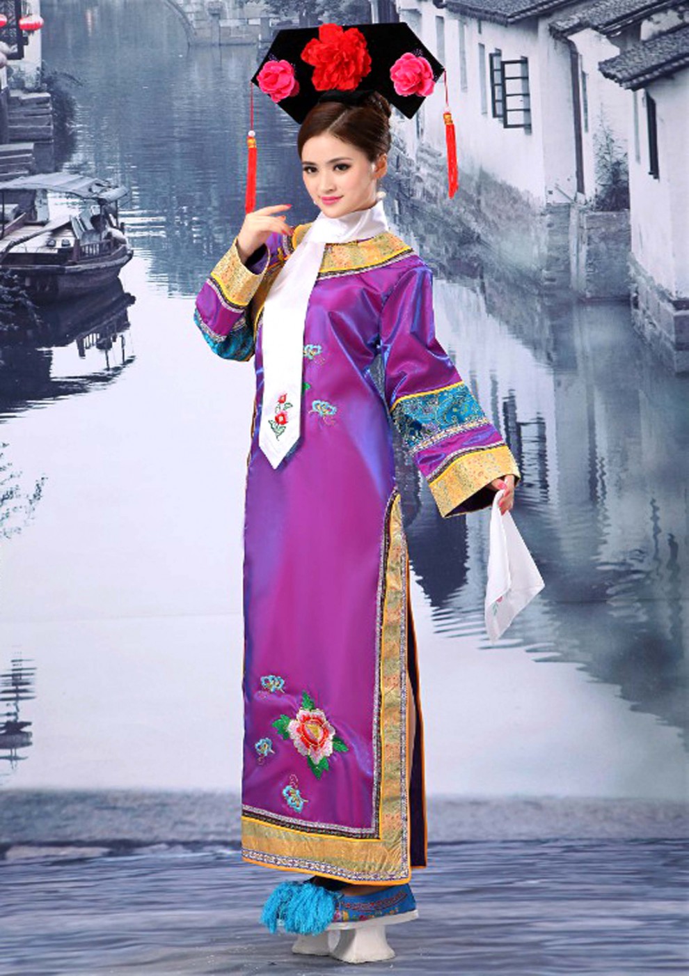 伊必圣 清朝服装女连体格格古装演出服旗袍皇后妃子宫甄嬛传宫廷戏服