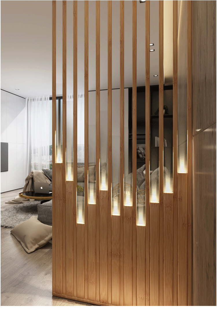 玄关隔断北欧客厅屏风餐厅射灯格栅办公装饰现代竹木轻奢加厚款