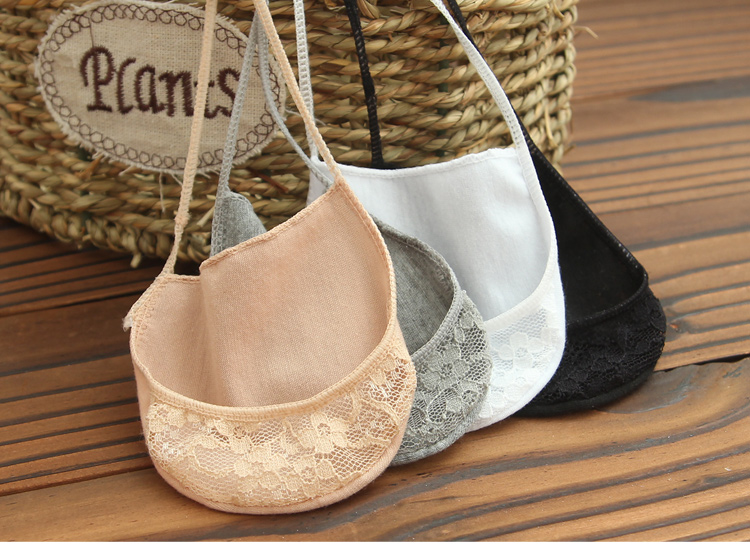 吊带袜双高跟鞋隐形蕾丝吊带船袜女春夏浅口袜前脚掌袜半脚袜子白色3