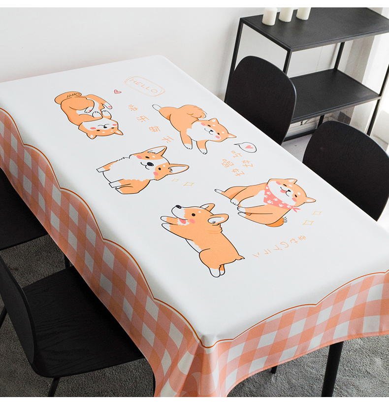 梦然纺网红卡通桌布布艺棉麻餐桌布防水防油免洗ins学生台布长方形