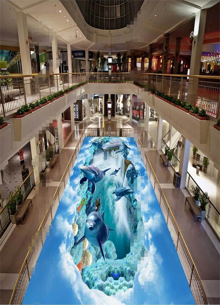 自贴地砖仿真海洋地板贴自粘地砖贴纸装饰创意地贴3d立体瓷砖三地面画