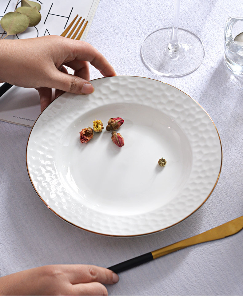 品质好物盘碟炒菜盘子套装陶瓷金边菜盘深盘家用创意网红餐具碟子餐盘