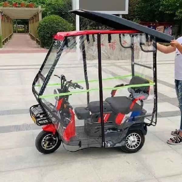 电动三车轮车雨棚 防寒全封闭挡风帘小巴士加厚透明防雨帆布遮雨围帘