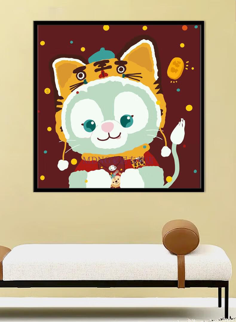 数字油画diy达菲星戴路diy数字油画手绘填充填色油彩画儿童卡通涂鸦挂