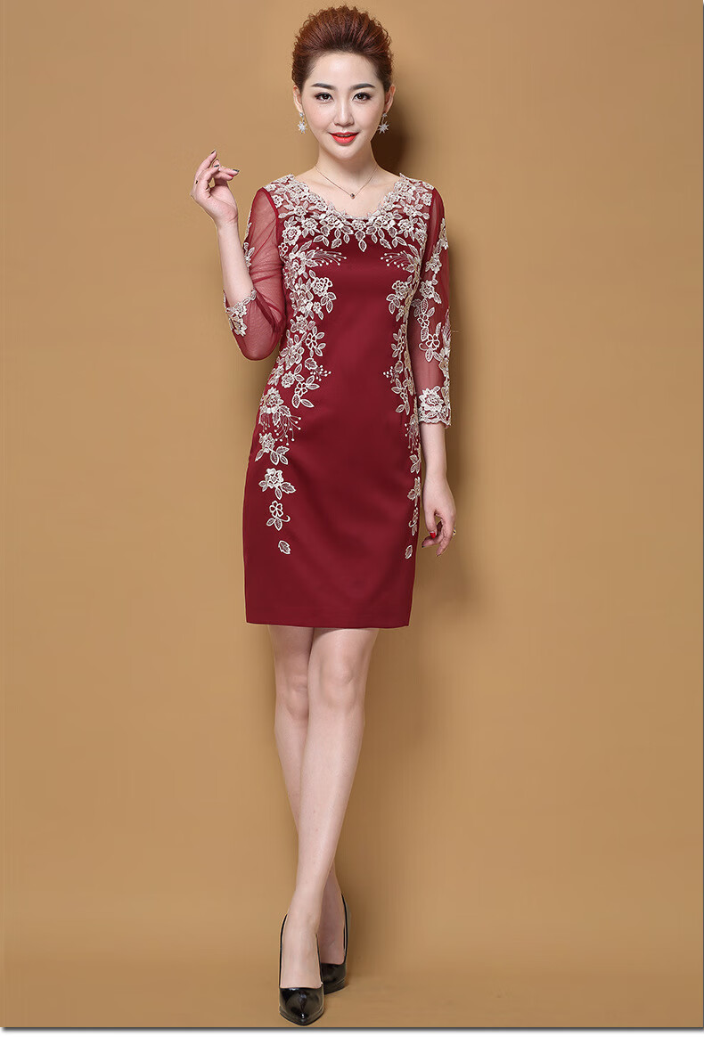 婚礼妈妈装高档礼服婚礼妈妈装晚礼服儿女结婚中年大码旗袍喜婆婆婚宴